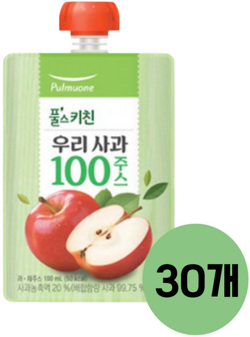 풀무원 풀스키친 우리사과100주스, 30개, 100ml
