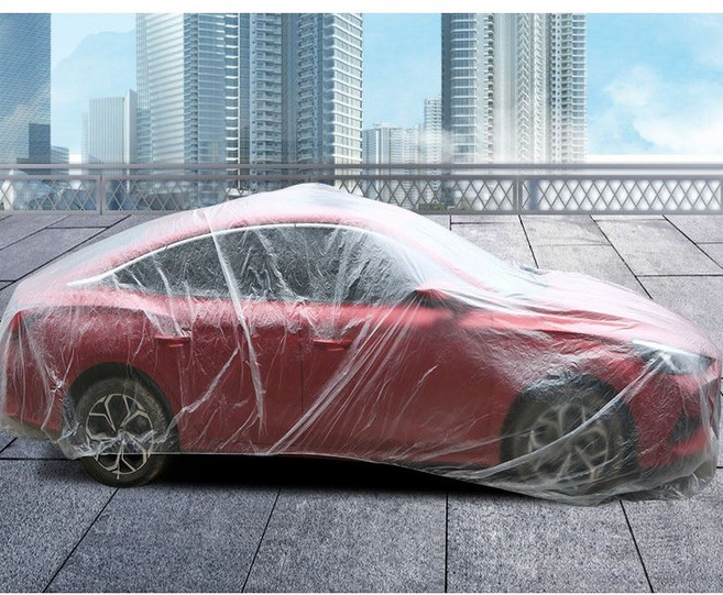 QINGFEI 青飛 一次性汽車車罩 防雨防塵防刮 四季通用 PE加厚款, 1個, 車身罩-L號-中