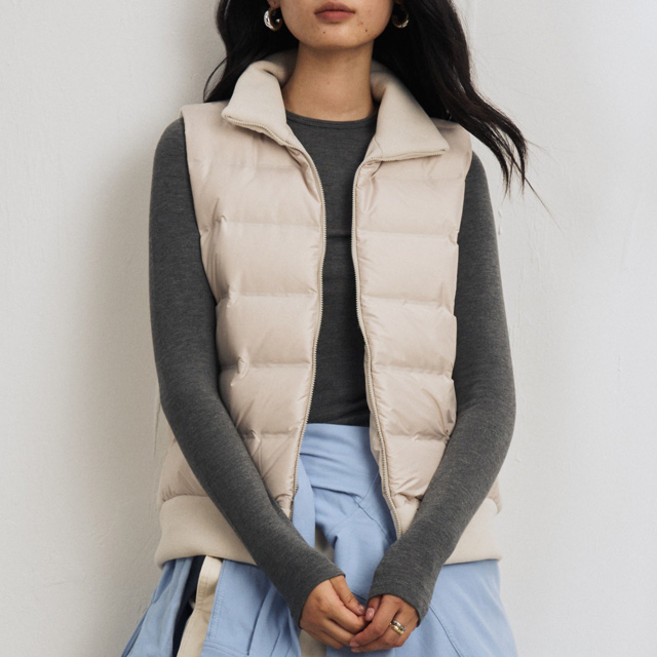 스토리원 WM-FWOT031 여성 플리스 덕다운 패딩 조끼