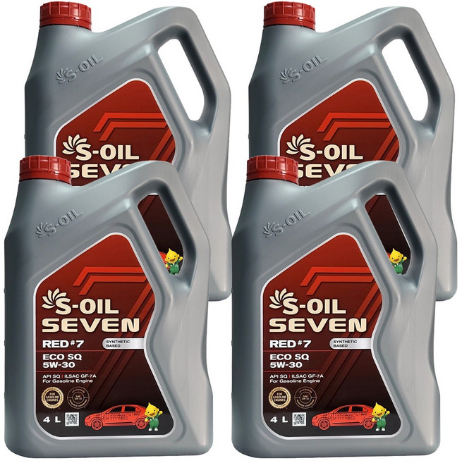 에스오일 세븐 레드 7 에코 SQ 5W30 4L x 4개 1박스 16L 가솔린 LPG 전용 엔진오일 (SQ 업그레이드 신제품) STD