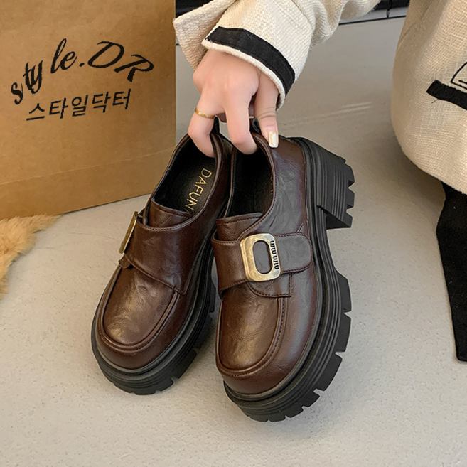 스타일닥터 로퍼 구두 통굽 여성화키높이 로퍼 빈티지 하이 퀄리티 클래식한 버클 디자인