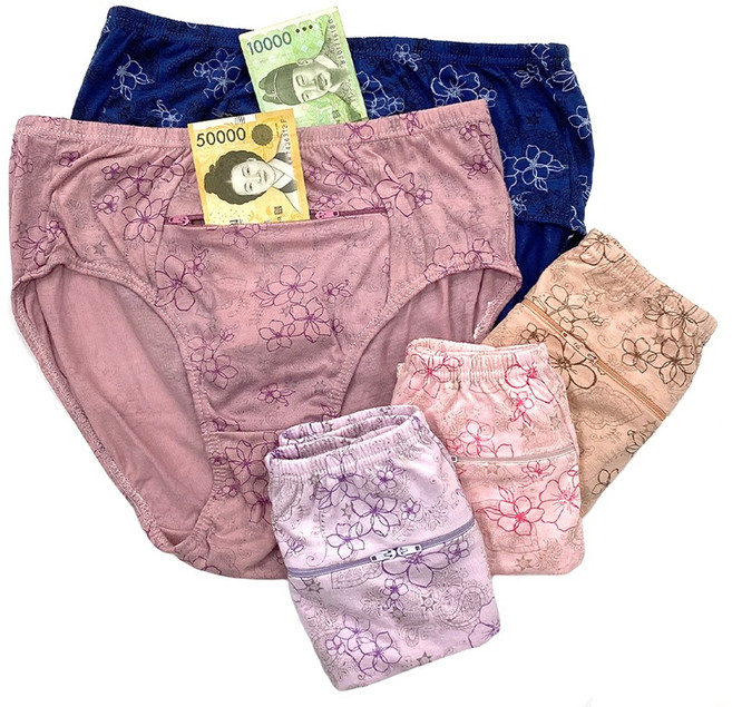 이너라인 여행용 지퍼팬티 여권팬티 꽃나염 주머니팬티 B 5종 10종세트