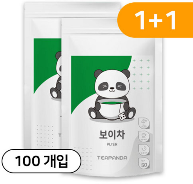티판다 보이차 친환경 삼각티백, 4개, 50개입, 1g