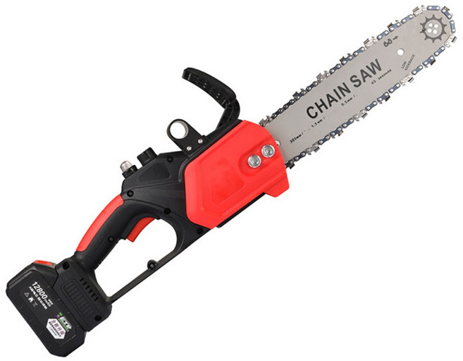 Aiiyya 고출력 충전식 무선 전기톱 세트 리튬전지 전기 커터 가지치기 벌초 예초기 전동체인 톱 목재 절단용 나무 손질용 핸디형 소형 전기톱 12인치, 1사슬 + 배터리 1개, 1개