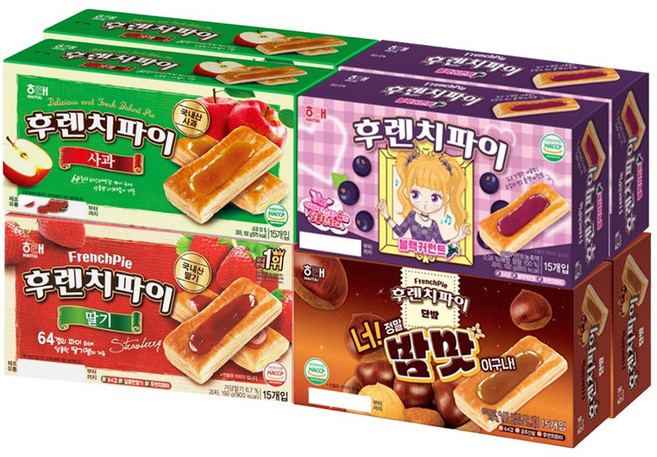 후렌치파이 192g 4종 세트 (딸기+사과+블랙커런트+밤맛), 2세트