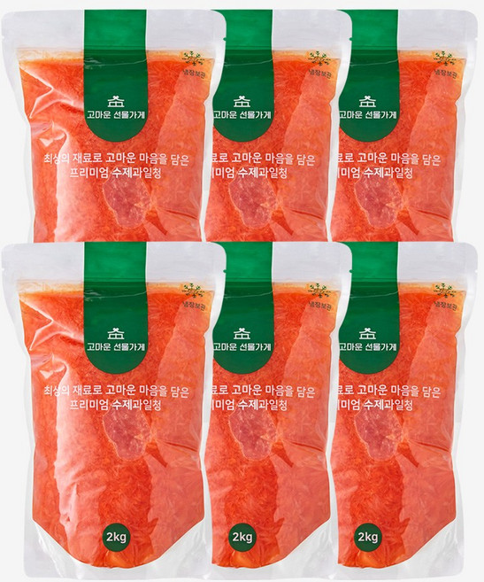 고마운선물가게 자몽알갱이청 2kg 수제청 과일청 카페 납품 대용량, 6개입, 1개