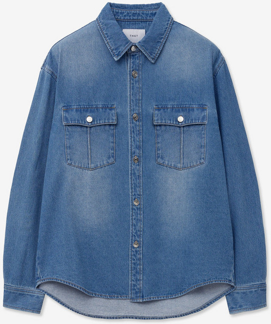 티엔지티 Denim Western Shirt Washed Blue-263230