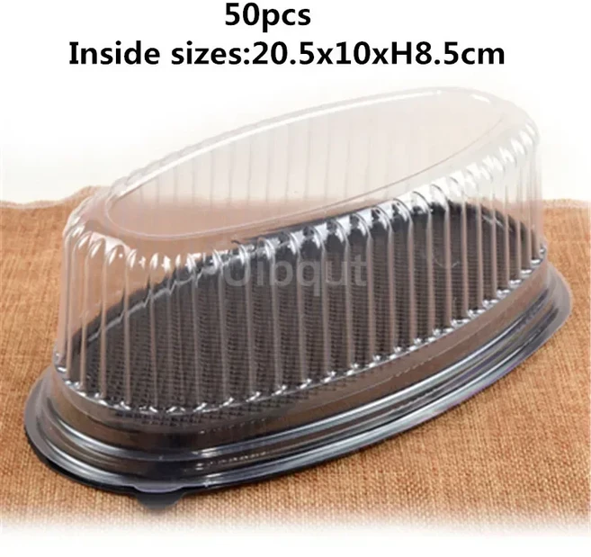 골드 블랙 투명 타원형 플라스틱 케이크 무스 포장 상자 컵케익 치즈 페이스트리 크림 컨테이너 결혼식 축, 02 50 pcs coffee