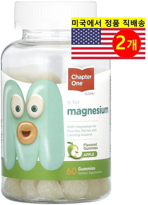 Chapter One 챕터 원 마그네슘 Magnesium 100mg 사과맛 구미 60정, 2개 - 쿠팡