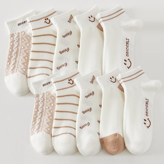 JONNEIC 조네익 여성용 패션 러블리 데일리 코디 단목 양말 10켤레