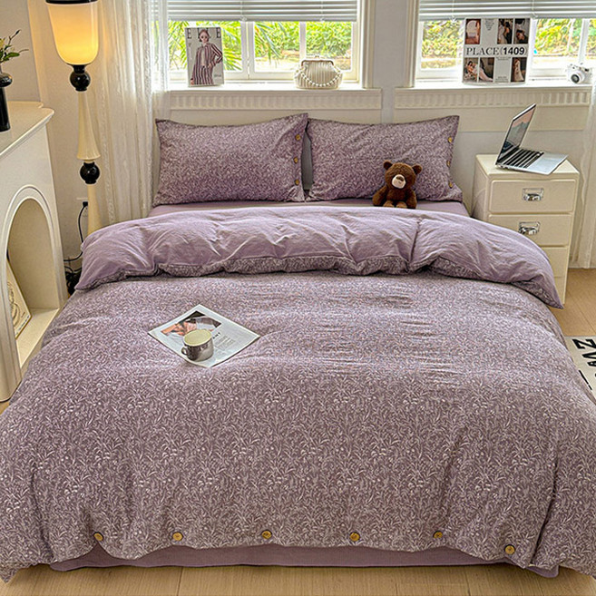 리진 플로아 린넨 이불커버 더블 (180X220cm), 바이올렛
