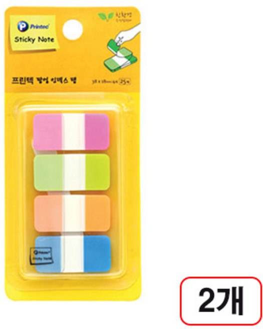 프린텍)인덱스탭(형광4색/38*18/25매/IT3818-4N) 2개입