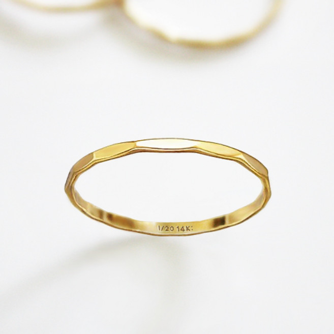 14K GF 해머드 디자인 심플 링 반지