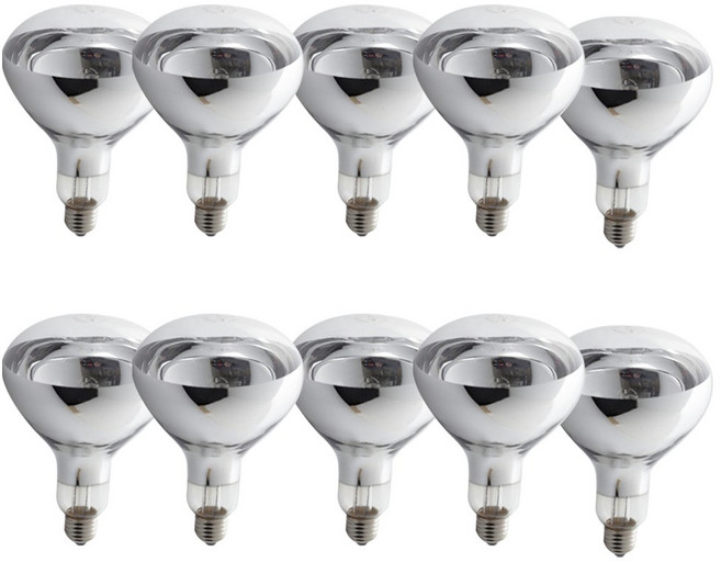 일광 적외선 램프 열전구 250W E26, 10개, 전구색