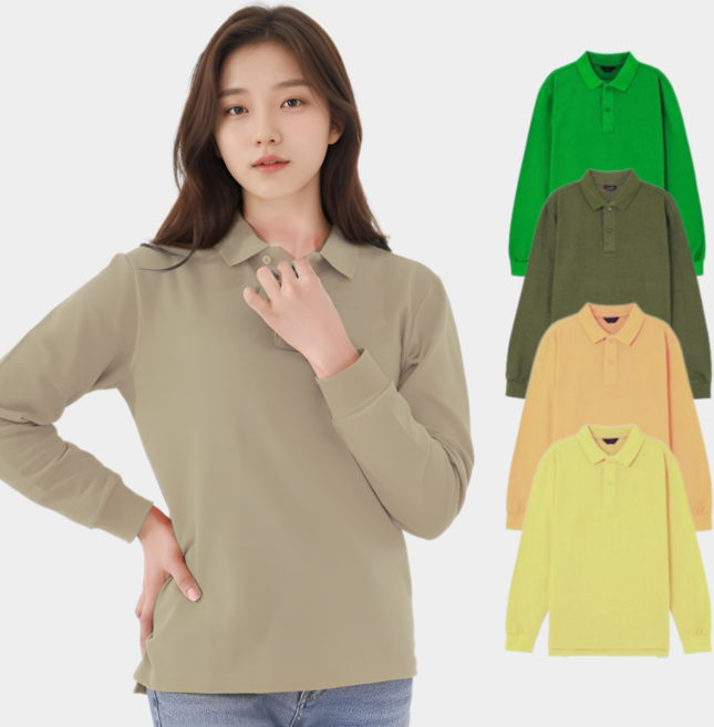 솔리드 긴팔 20수 카라넥 티셔츠