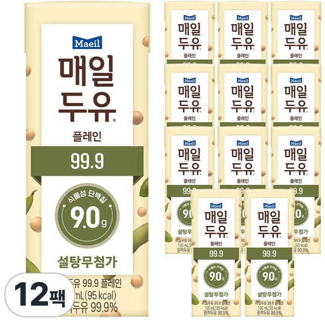 매일유업 매일두유 99.9, 190ml, 12개