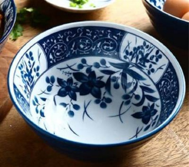 青花瓷碗, 創意楓葉蘭花拉麵碗, 1個, 單品