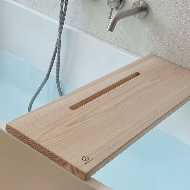 [우드플러스] 편백나무 통원목 욕조트레이 욕조덮개 반신욕트레이, 없음, 1개