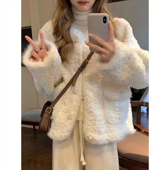 여성 봄 가을 쉐어플 부드러운 플리스 자켓 코트