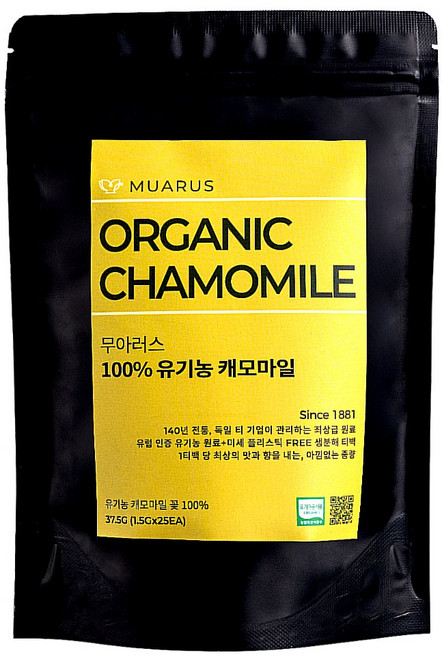 [25년 햇차] 독일 티 전문기업이 생산 관리한 유럽 인증 유기농 캐모마일 무아러스, 1.5g, 1개, 25개입