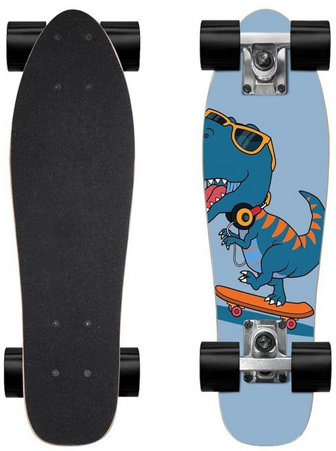 KO-ON 스케이트보드 컴플리트 55.9cm(22인치) 미니 크루저 초보자 어린이 남아 및 여아용 (그루브 티렉스)105762, KO-ON 스케이트보드 컴플리트 스케이트보드 55.9c, 그루브 티렉스