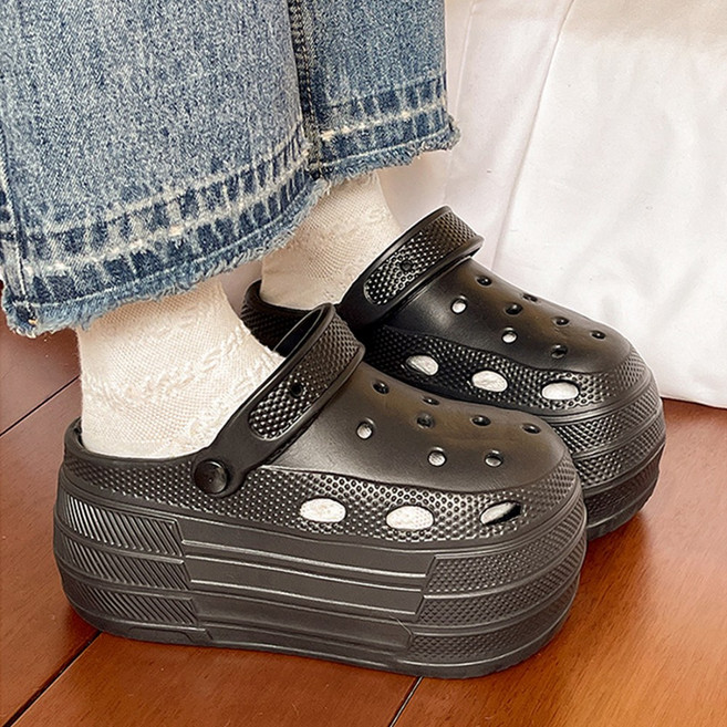 salimm 여성 EVA 9cm 발편한 통굽 키높이 슬리퍼 샌들