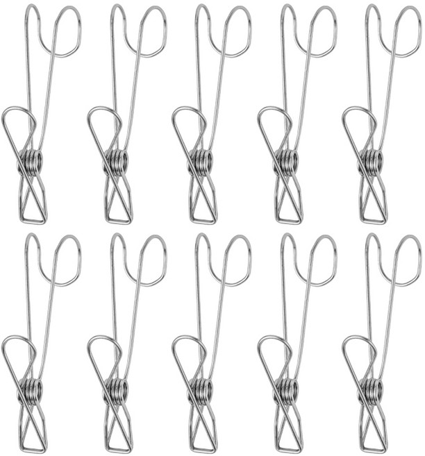 이지유 고급 304 스텐 걸이형 집게 고리 후크 공중부양 다용도 정리 클립 압축봉 걸이, 10개, 9cm