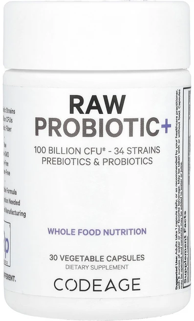 Codeage 무가공 프로바이오틱+ 1 000억CFU 베지 캡슐 30정 Codeage (코드에이지), Codeage, 무가공 프로바이오틱+, 1,000억CF, 1개 - 쿠팡