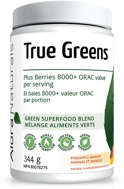 천연재료로 만든 알로라 네츄럴스 트루 그린 비타민&미네랄 믹스 - 파인애플/망고 맛 (30일분) Alora Naturals True Greens Fruit Punch (344g), 1개, 344g - 쿠팡