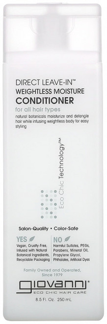 지오바니 다이렉트 리브인 웨이트레스 모이스처 컨디셔너 모든 모발용, 250ml, 1개