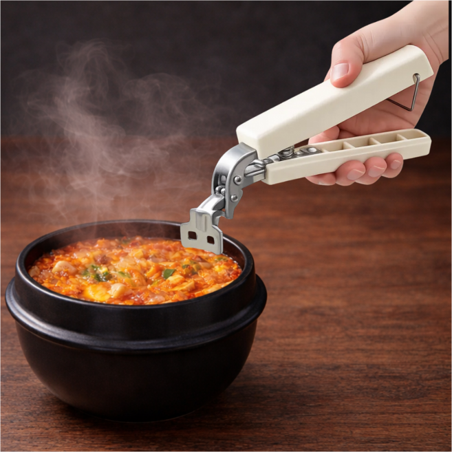 트루아 뜨거운거 잡는 스텐 뚝배기 집게, 아이보리, 1개