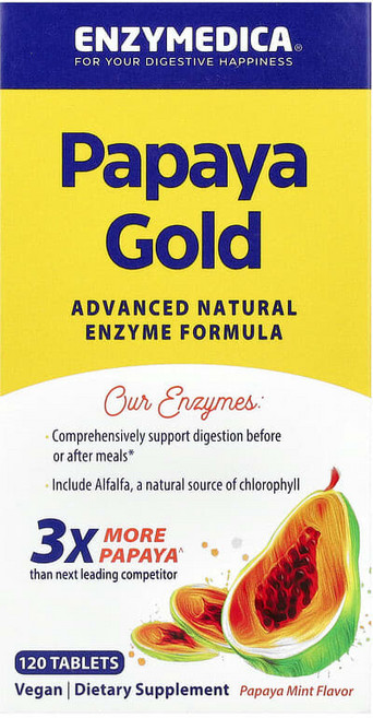 Enzymedica Papaya Gold 파파야 민트 120정 ENZ-10122, 1개