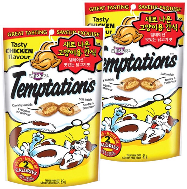 템테이션 고양이 스낵, 맛있는 닭고기맛, 85g, 2개