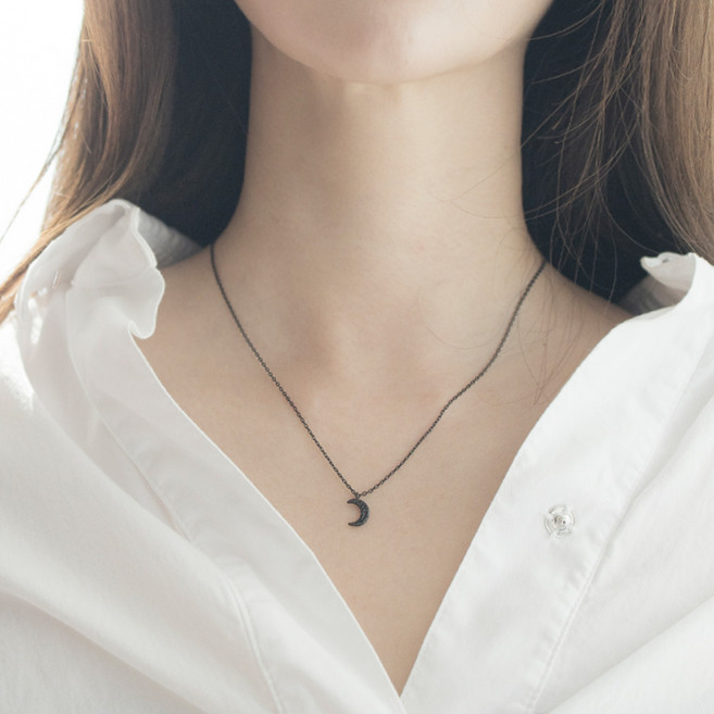 실버925 블랙 문 목걸이 PBNWS04