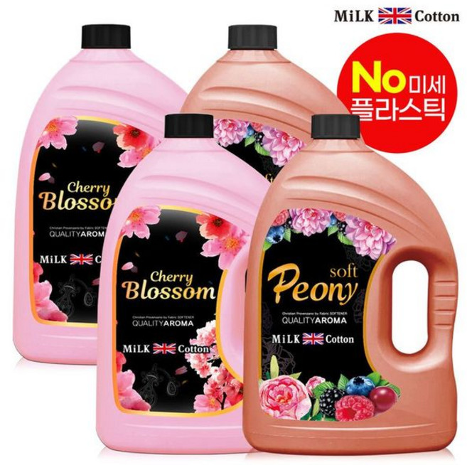 밀크코튼 고농축 유연제 3.06L 피오니향 2개+벚꽃에디션향 2개31983259