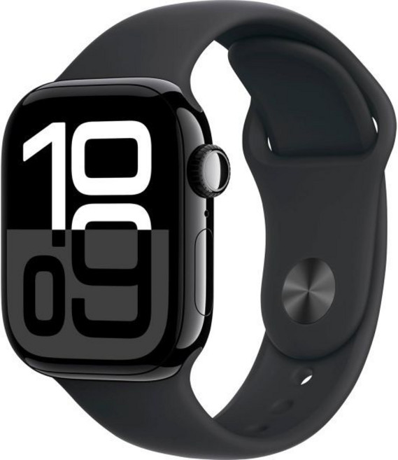애플워치 스마트워치 스포츠 밴드 Apple Watch 시리즈 10 GPS 42mm - 블랙 밴드가 있는 제트 알루미늄 케이스 S/M 리퍼