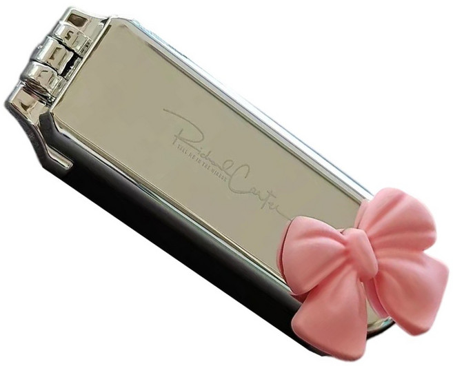 쬬린 휴대용 접이식 리본 에어쿠션 머리빗, 1개, 핑크