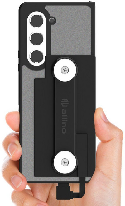 알리노 오토바이 갤럭시 Z폴드6 자석 충전 케이스 딱판 거치대, 오토바이충전케이스(블랙)