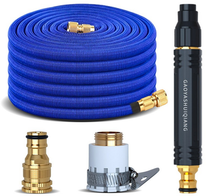 LINJIN 고압세차 호스 7.5m + 고압 분사기 세트 매직호스 고압세차기 호스 노즐 자가세차 용품, 푸른 색, 1세트