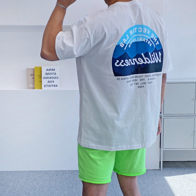 빠델 비치 와일드 등판 프린팅 오버핏 반팔티셔츠 반팔 티셔츠