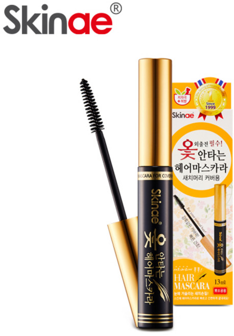 스킨애 옻 안타는 헤어마스카라 (검정색) 새치머리 커버용, 검정, 2개