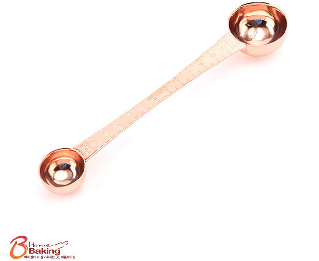 이홈베이킹 스텐계량스푼 양면 5cc 15cc 눈금자 로즈골드, 1개