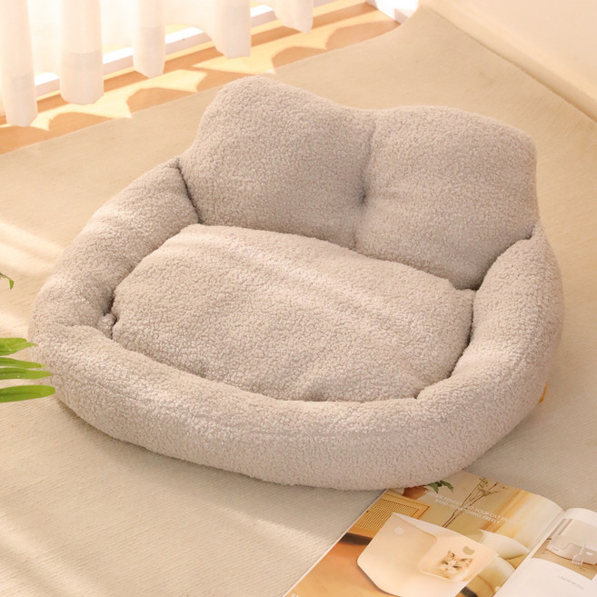 몽냥꽁냥 포근한 하트 뽀글이 펫 방석 강아지 고양이 꿀잠 쿠션베드, 1개, 그레이