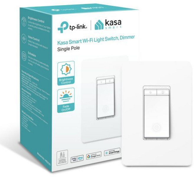 카사 스마트 디머 스위치 HS220 단극 중립 와이어 필요 2.4Alexa 및 Google 홈에서 작동하는 GHz Wi-Fi 조명 스위치 UL 인증 허브 필요 없음, White/ Alexa Compatible, 1 Pack