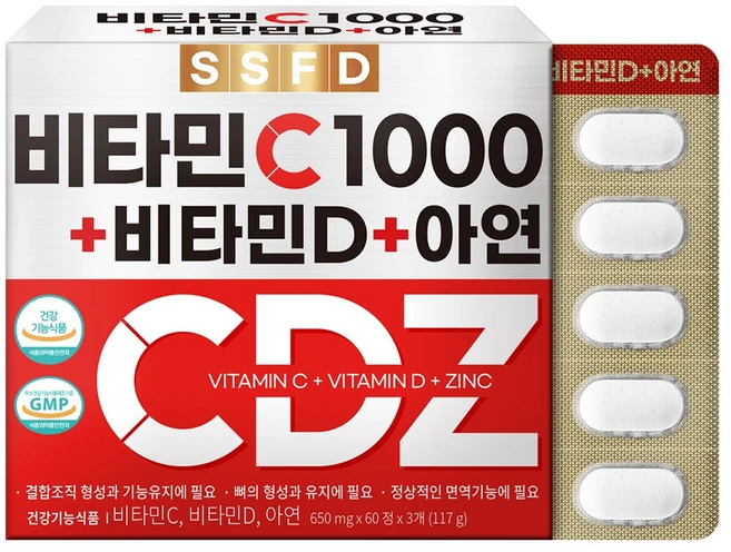비타민C 1000 아연 비타민D, 1개, 180정 - 쿠팡