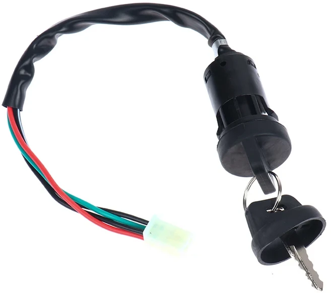 오토바이 자전거 ATV용 키 2개가 있는 범용 4선 점화 배럴 스위치, 01 Onesize, 1개