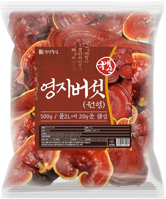 건강중심 국산 영지버섯 통 500g 영지 원형 차, 1개