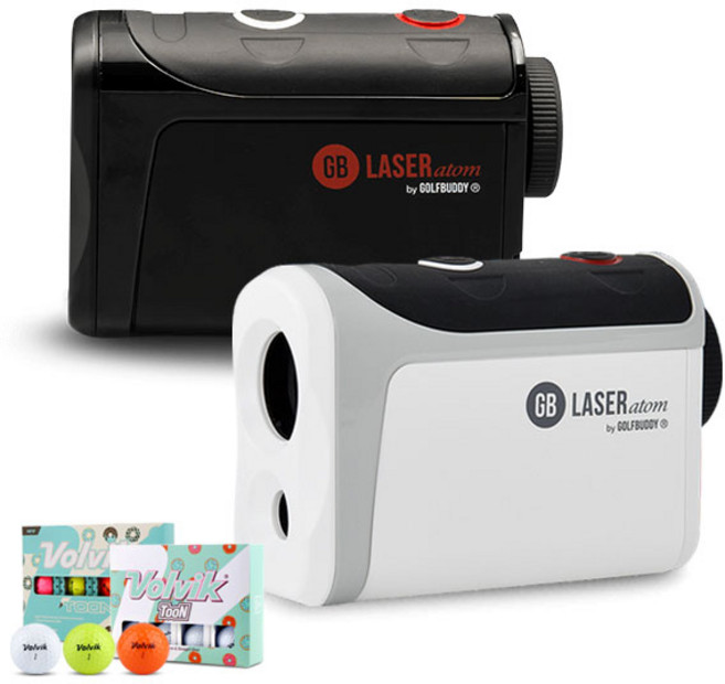골프버디 아톰 초소형 레이저 골프 거리측정기 (사은품 : 볼빅툰 골프공 12구), 02.골프버디 atom 블랙, 볼빅 툰 레인보우 12구