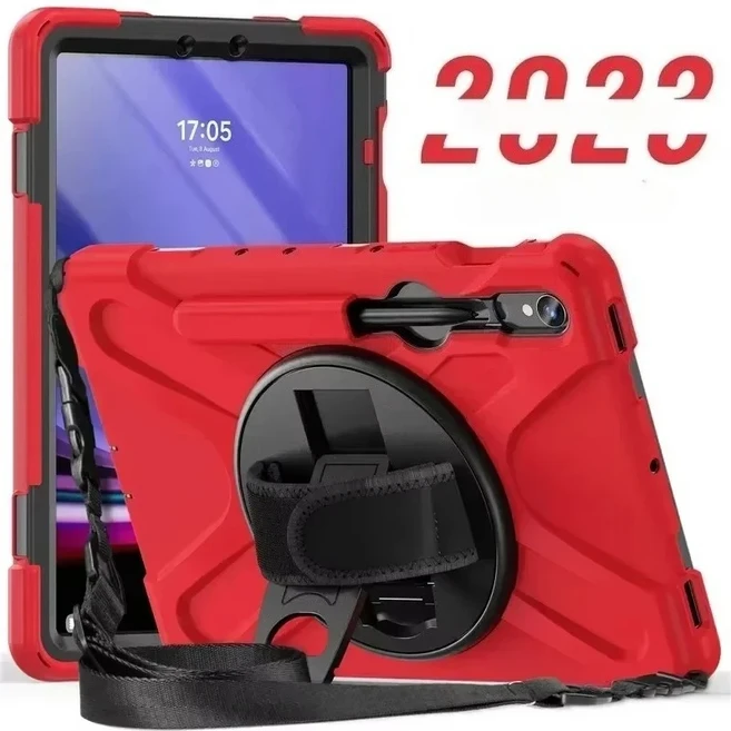 삼성 갤럭시 탭 S10FE 10.9인치 A9/A9+A11+ S6 라이트 S7 S8 플러스 키즈 스탠드 핸들 충격 방지 케이스, 13 A9 8.7 inch SM-X110, 02 빨간색