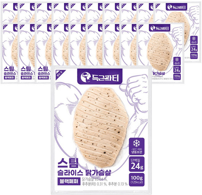 득근파티 슬라이스 닭가슴살 블랙페퍼, 30개, 100g